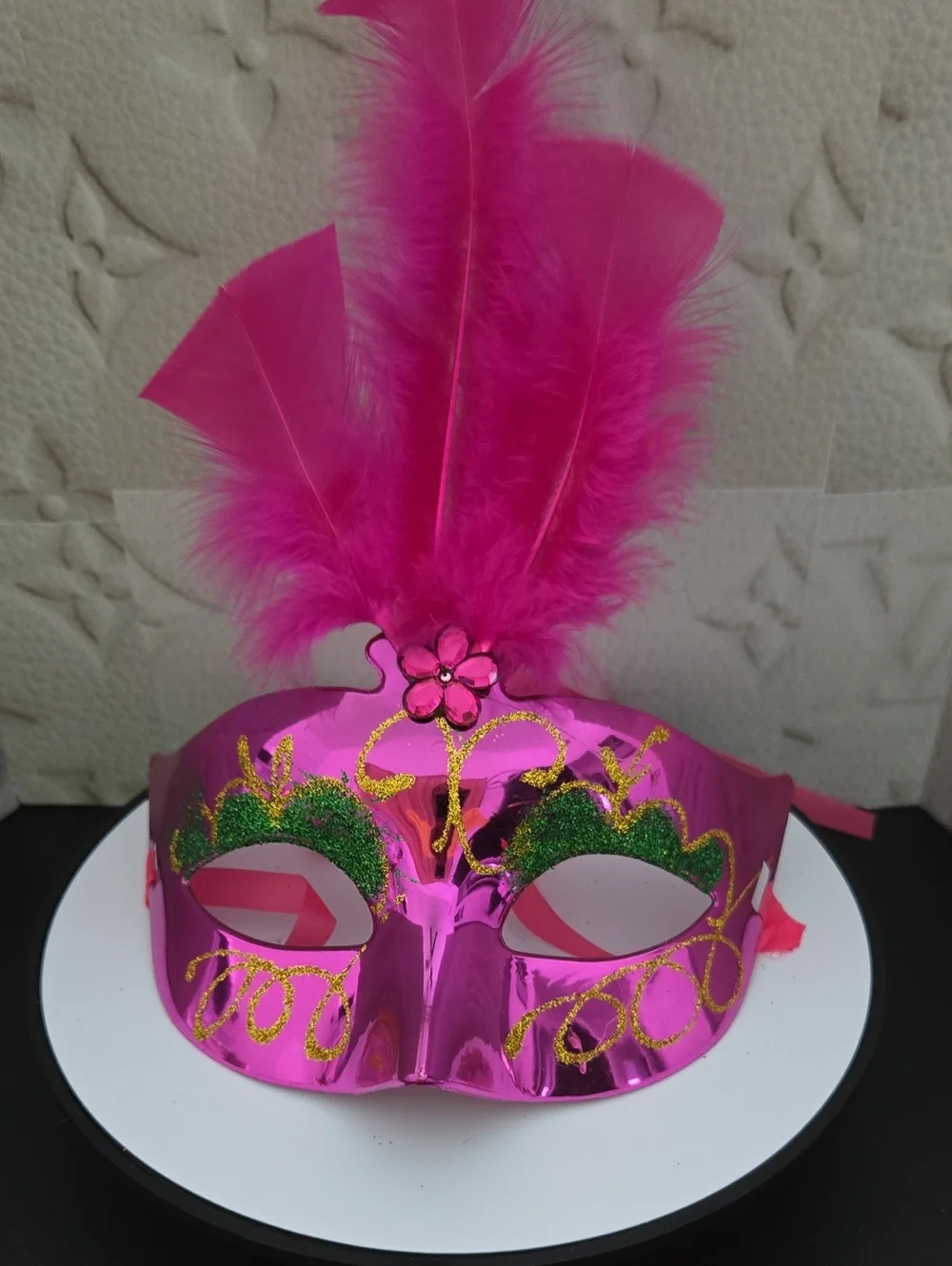 Pink Feathered Masquerade Mask